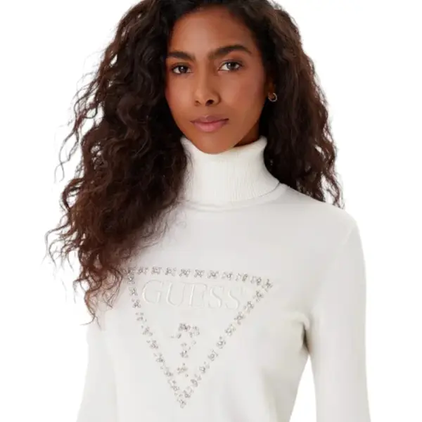 Guess - Γυναικείο Πουλόβερ Ζιβάγκο Regular Fit W5BR39Z2NQ2-G012 Λευκό W5BR39Z2NQ2-G012