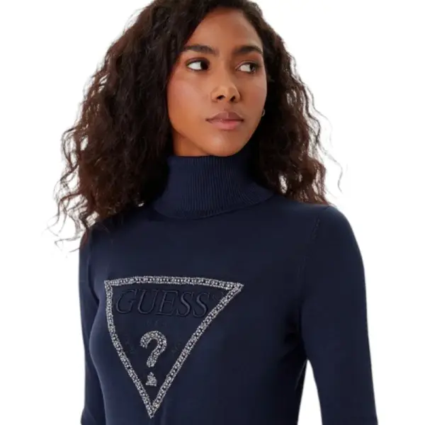 Guess - Γυναικείο Πουλόβερ Ζιβάγκο Regular Fit W5BR39Z2NQ2-G77G Μπλε Σκούρο W5BR39Z2NQ2-G77G