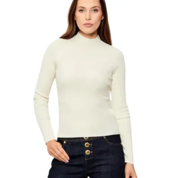 Guess - Γυναικείο Πουλόβερ Ημιζιβάγκο Julia Slim Fit W5BR15Z3OW2-G012 Εκρού