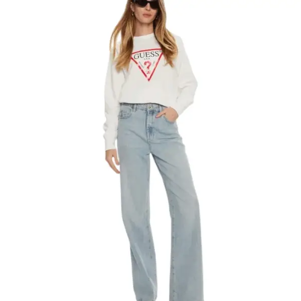 Guess - Γυναικείο Φούτερ Relaxed Fit W2YQ16KBA11-G011 Λευκό W2YQ16KBA11-G011