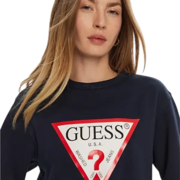 Guess - Γυναικείο Φούτερ Relaxed Fit W2YQ16KBA11-G77G Μπλε Σκούρο W2YQ16KBA11-G77G