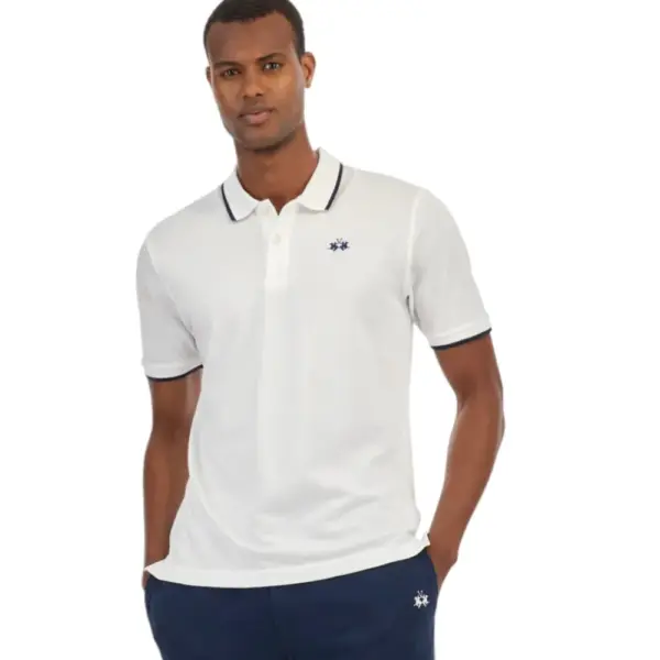 La Martina - Ανδρικό T-Shirt Polo Anthony Regular Fit BPMP04-PK031-00001 Λευκό