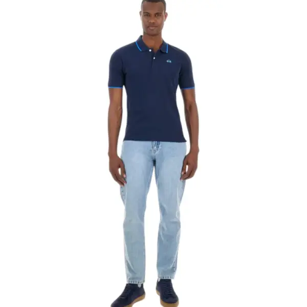 La Martina - Ανδρικό T-Shirt Polo Anthony Regular Fit BPMP04-PK031-07017 Μπλε Σκούρο BPMP04-PK031-07017