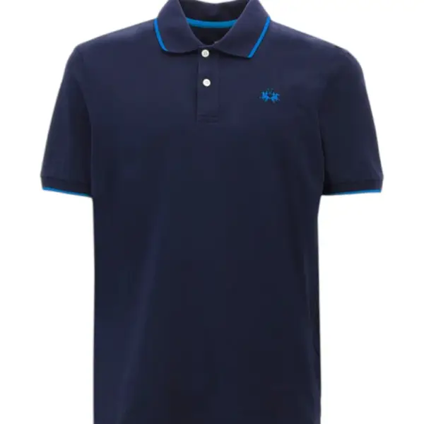 La Martina - Ανδρικό T-Shirt Polo Anthony Regular Fit BPMP04-PK031-07017 Μπλε Σκούρο BPMP04-PK031-07017