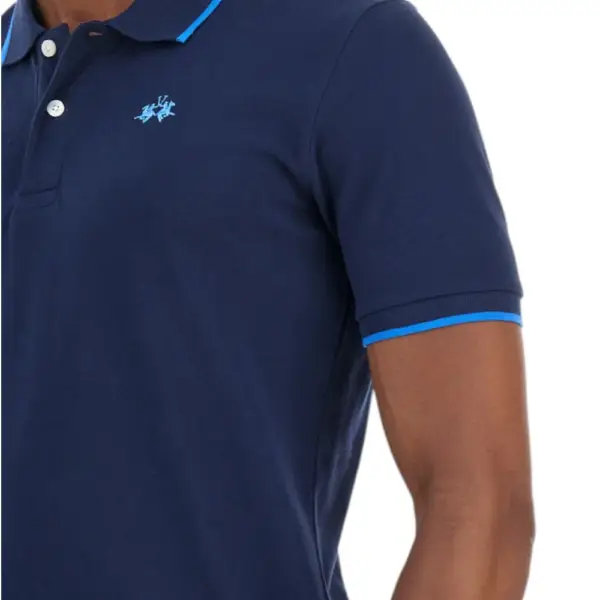 La Martina - Ανδρικό T-Shirt Polo Anthony Regular Fit BPMP04-PK031-07017 Μπλε Σκούρο BPMP04-PK031-07017