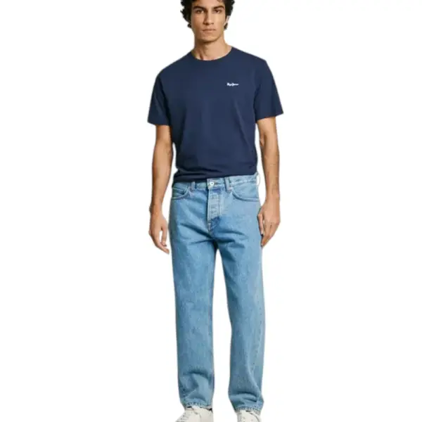 Pepe Jeans - Ανδρικό T-shirt With Embroidered Logo Regular Fit PM509741-594 Μπλε Σκούρο PM509741-594