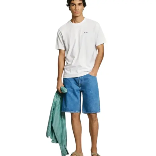 Pepe Jeans - Ανδρικό T-shirt With Embroidered Logo Regular Fit PM509741-800 Λευκό PM509741-800