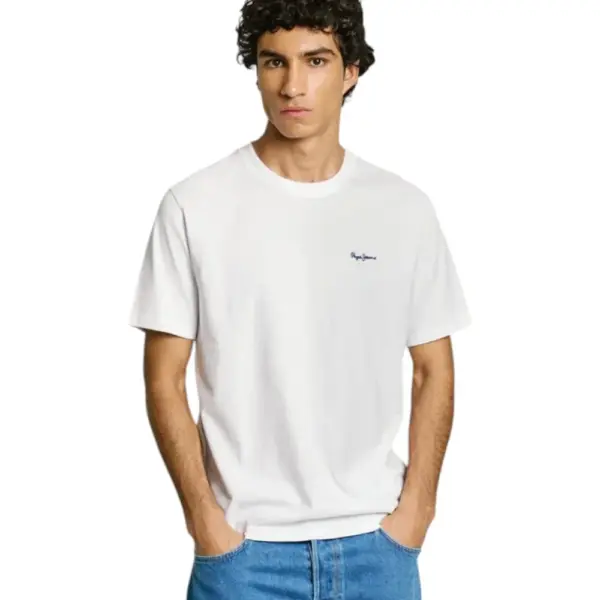 Pepe Jeans - Ανδρικό T-shirt With Embroidered Logo Regular Fit PM509741-800 Λευκό