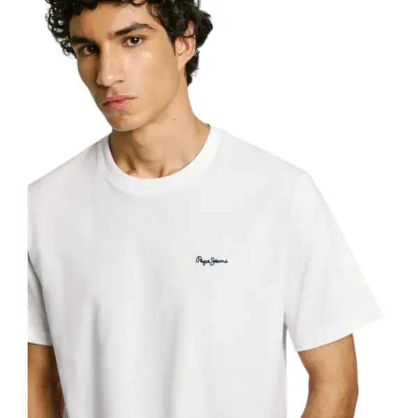 Pepe Jeans - Ανδρικό T-shirt With Embroidered Logo Regular Fit PM509741-800 Λευκό PM509741-800