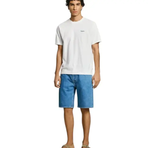 Pepe Jeans - Ανδρικό T-shirt With Embroidered Logo Regular Fit PM509741-800 Λευκό PM509741-800