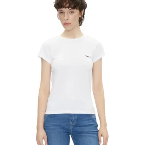 Pepe Jeans - Γυναικείο T-shirt Merida Rib PL506037-800 Λευκό