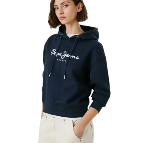 Pepe Jeans - Γυναικείο Φούτερ με κουκούλα Hoodie With Logo PL5800001-594 Μπλε Σκούρο PL5800001-594