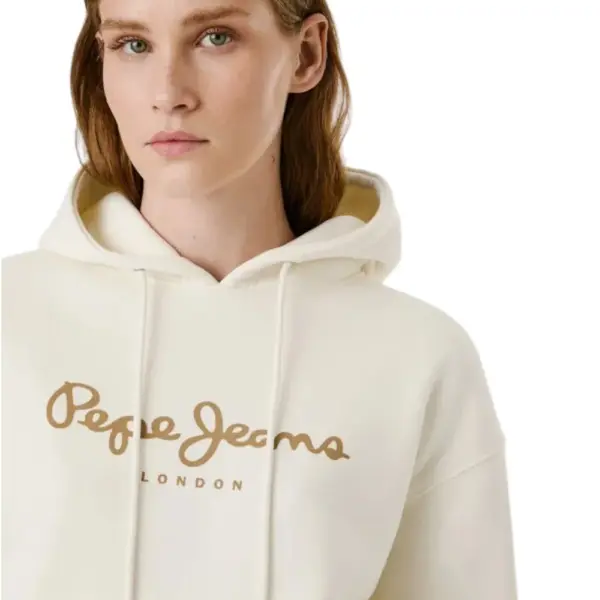 Pepe Jeans - Γυναικείο Φούτερ με κουκούλα Hoodie With Logo PL5800001-805 Εκρού PL5800001-805