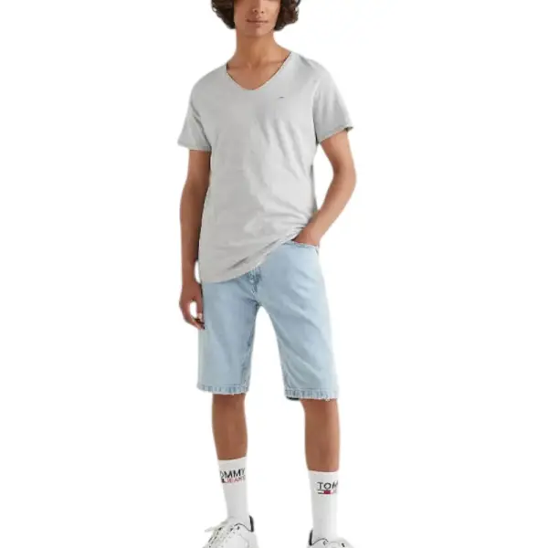 Tommy Hilfiger - Ανδρικό T-Shirt Tjm Jaspe Slim Fit DM0DM09587-P01 Γκρι Ανοιχτό DM0DM09587-P01