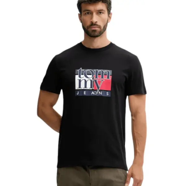 Tommy Hilfiger - Ανδρικό T-shirt Th Casual DM0DM21977-BDS Μαύρο