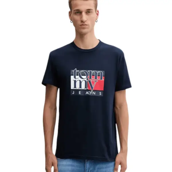 Tommy Hilfiger - Ανδρικό T-shirt Th Casual DM0DM21977-C1G Μπλε Σκούρο