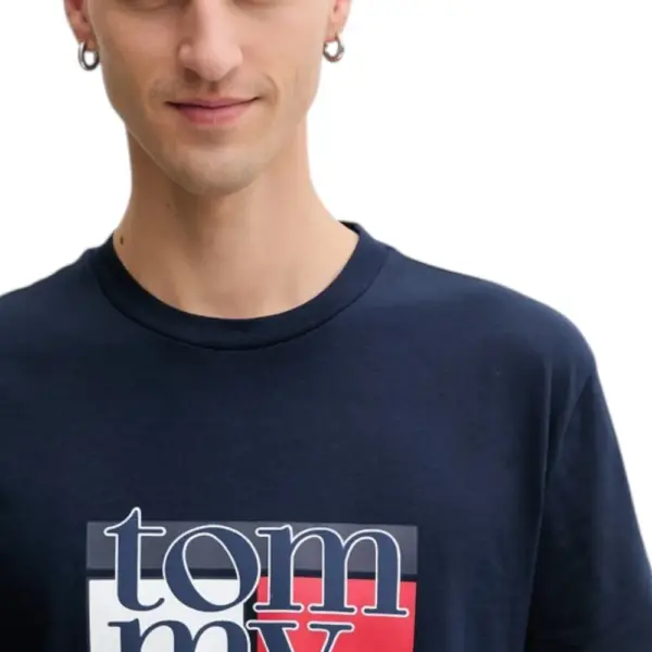Tommy Hilfiger - Ανδρικό T-shirt Th Casual DM0DM21977-C1G Μπλε Σκούρο DM0DM21977-C1G