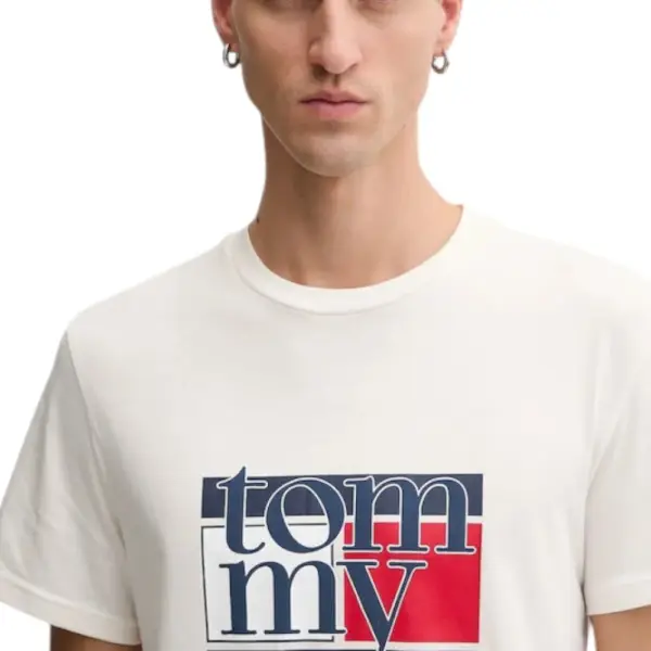 Tommy Hilfiger - Ανδρικό T-shirt Th Casual DM0DM21977-YBH Εκρού DM0DM21977-YBH