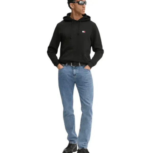 Tommy Hilfiger - Ανδρικό Φούτερ με Κουκούλα και Τσέπες Badge Regular Fit DM0DM20258-BDS Μαύρο DM0DM20258-BDS