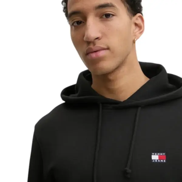 Tommy Hilfiger - Ανδρικό Φούτερ με Κουκούλα και Τσέπες Badge Regular Fit DM0DM20258-BDS Μαύρο DM0DM20258-BDS