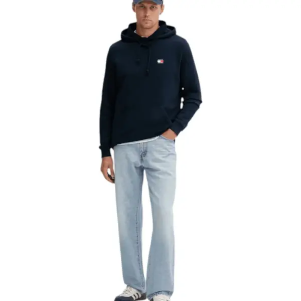 Tommy Hilfiger - Ανδρικό Φούτερ με Κουκούλα και Τσέπες Badge Regular Fit DM0DM20258-C1G Μπλε Σκούρο DM0DM20258-C1G