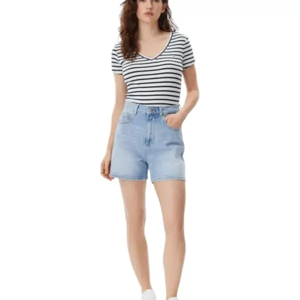 Tommy Hilfiger - Γυναικεία Βερμούδα - Σορτς Mom Fit DW0DW20091-1AB Γαλάζιο