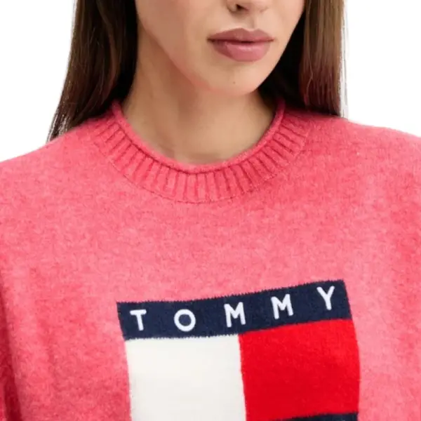 Tommy Hilfiger - Γυναικείο Πουλόβερ Flag Sweater Rib DW0DW21782-T09 Ροζ DW0DW21782-T09