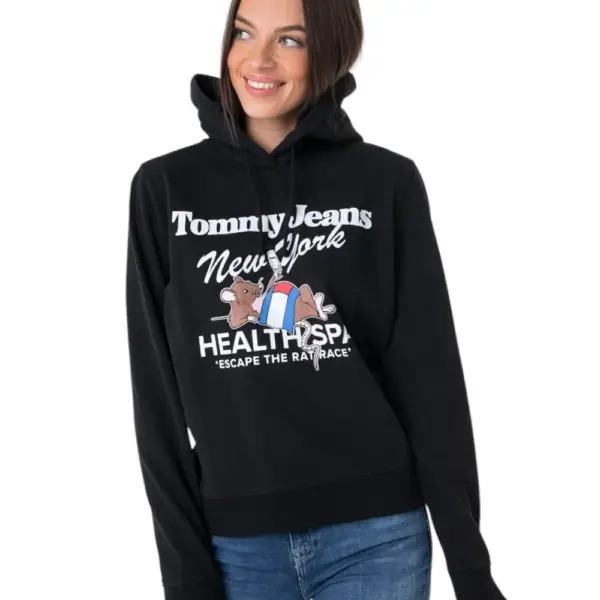 Tommy Hilfiger - Γυναικείο Φούτερ Hoodie TJW Reg Sportees Health Spa Hood DW0DW14874-BDS Μαύρο