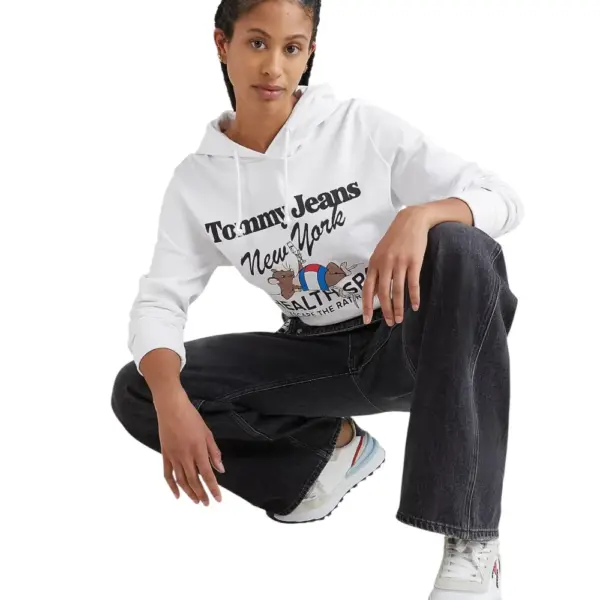 Tommy Hilfiger - Γυναικείο Φούτερ Hoodie TJW Reg Sportees Health Spa Hood DW0DW14874-YBR Λευκό DW0DW14874-YBR