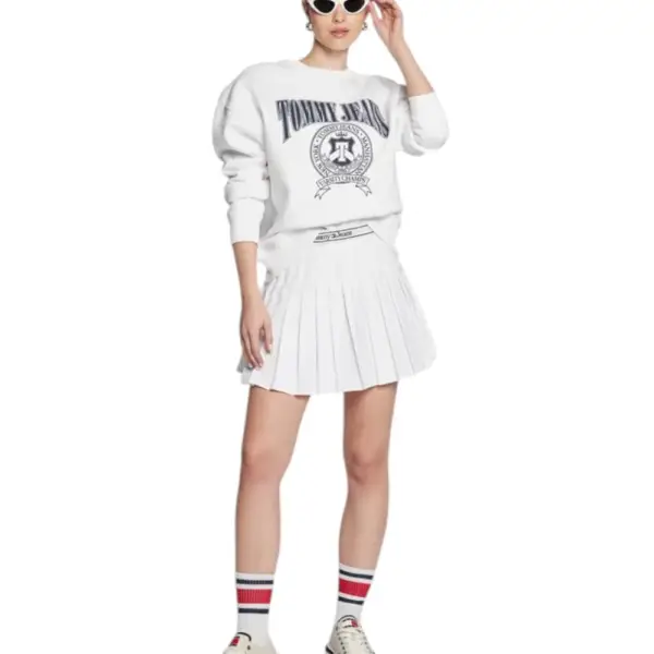 Tommy Hilfiger - Γυναικείο Φούτερ Varsity Loose Fit DW0DW15058-YBR Λευκό DW0DW15058-YBR