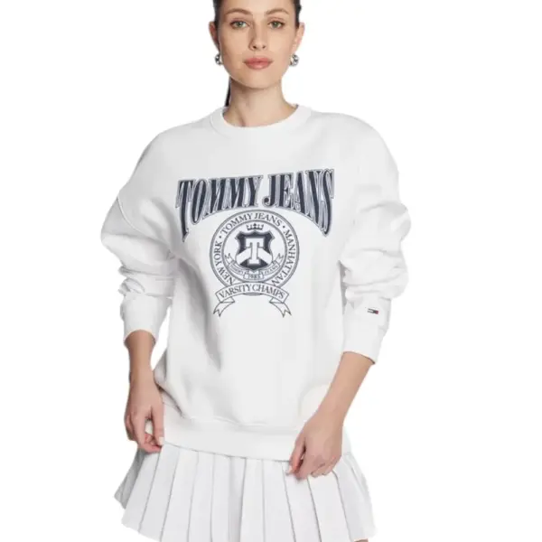 Tommy Hilfiger - Γυναικείο Φούτερ Varsity Loose Fit DW0DW15058-YBR Λευκό