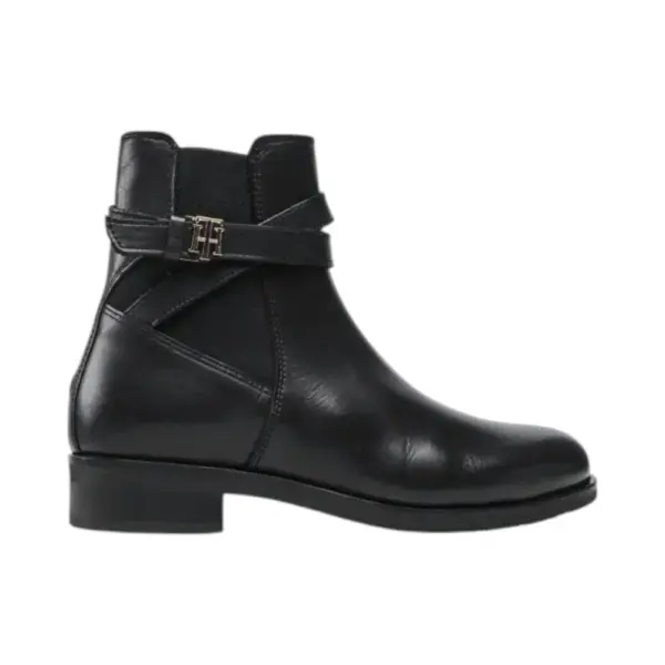Tommy Hilfiger - Δερμάτινα Γυναικεία Th Hardware On Belt Flat Boot FW0FW05967-BDS Μαύρο