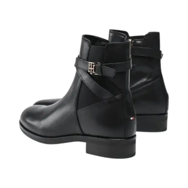 Tommy Hilfiger - Δερμάτινα Γυναικεία Th Hardware On Belt Flat Boot FW0FW05967-BDS Μαύρο FW0FW05967-BDS