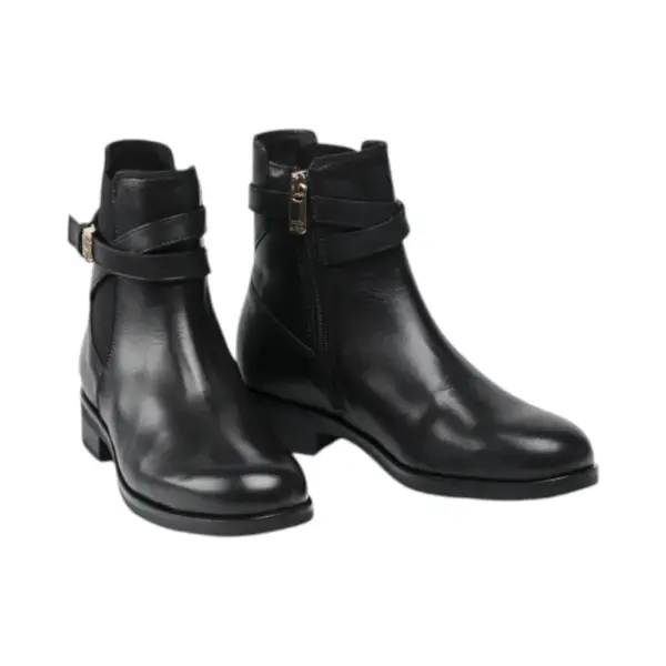 Tommy Hilfiger - Δερμάτινα Γυναικεία Th Hardware On Belt Flat Boot FW0FW05967-BDS Μαύρο FW0FW05967-BDS