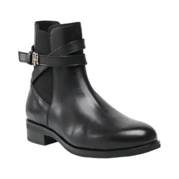 Tommy Hilfiger - Δερμάτινα Γυναικεία Th Hardware On Belt Flat Boot FW0FW05967-BDS Μαύρο FW0FW05967-BDS