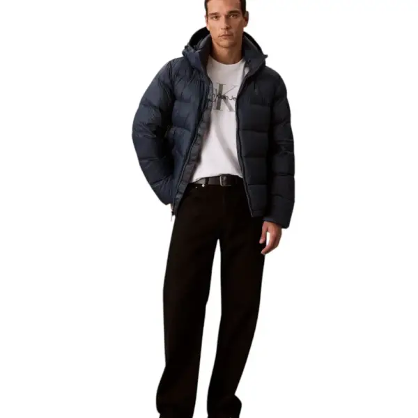 Calvin Klein - Ανδρικό Αδιάβροχο Χειμωνιάτικο Μπουφάν Super Lightweight Nylon Zip Off Hoo LV04RC518G-PPK Μπλε LV04RC518G-PPK