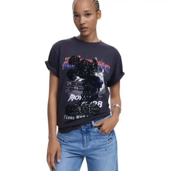 Desigual - Γυναικεία T-Shirt Mickey Regular Fit 25WWTK56-2006 Γκρι