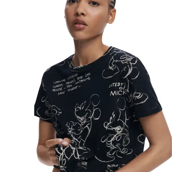 Desigual - Γυναικεία T-Shirt Mickey Sketch Loose Fit 25WWTK03-2000 Μαύρο 25WWTK03-2000