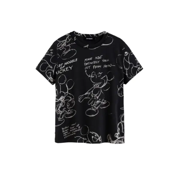 Desigual - Γυναικεία T-Shirt Mickey Sketch Loose Fit 25WWTK03-2000 Μαύρο 25WWTK03-2000