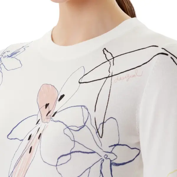 Desigual - Γυναικεία Μπλούζα Arty Regular Fit 25WWJF33-1000 Λευκό 25WWJF33-1000