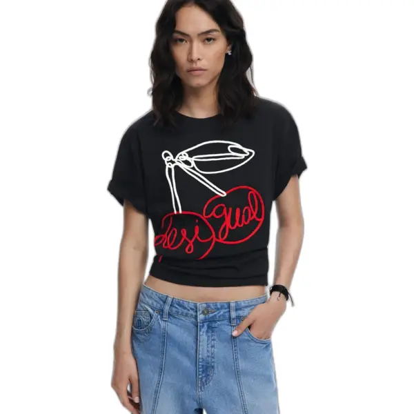 Desigual - Γυναικεία Μπλούζα Berlin Regular Fit 25WWTK51-2000 Μαύρο