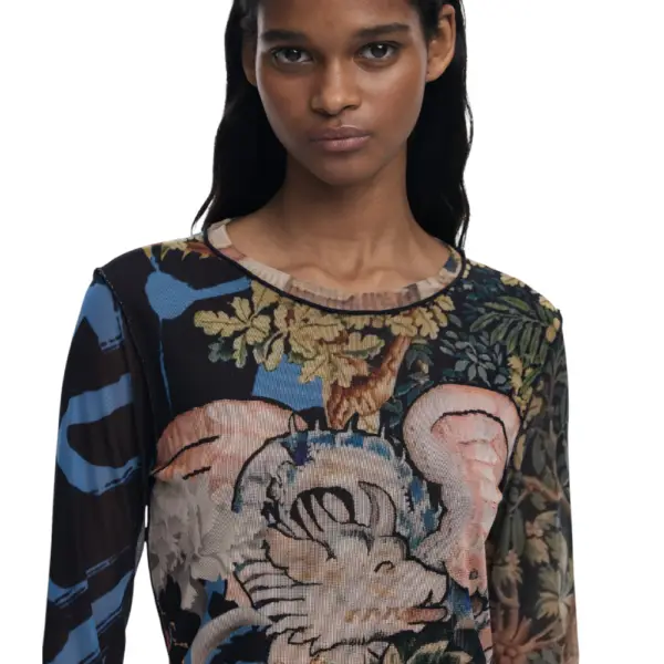 Desigual - Γυναικεία Μπλούζα Dragon Lacroix Slim Fit 25WWTK39-5028 Πολύχρωμο 25WWTK39-5028