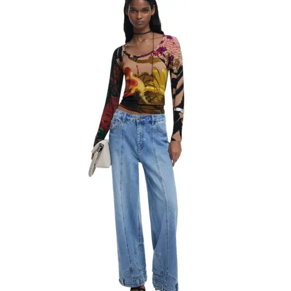 Desigual - Γυναικεία Μπλούζα Japon Lacroix Regular Fit 25WWTK38-3035 Μπεζ 25WWTK38-3035