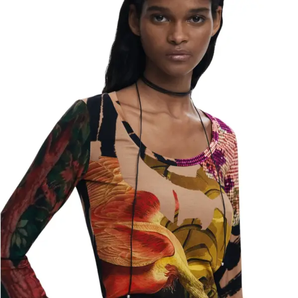 Desigual - Γυναικεία Μπλούζα Japon Lacroix Regular Fit 25WWTK38-3035 Μπεζ 25WWTK38-3035