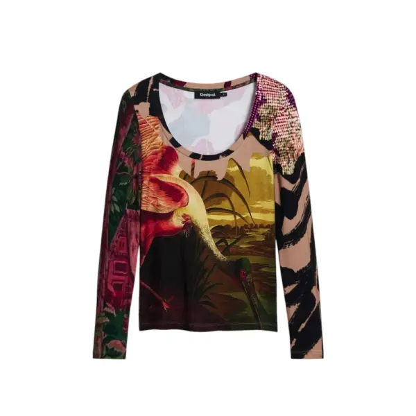 Desigual - Γυναικεία Μπλούζα Japon Lacroix Regular Fit 25WWTK38-3035 Μπεζ 25WWTK38-3035