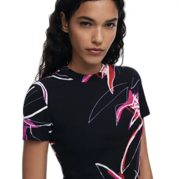 Desigual - Γυναικεία Μπλούζα Lala Regular Fit 25WWTK16-2000 Μαύρο 25WWTK16-2000