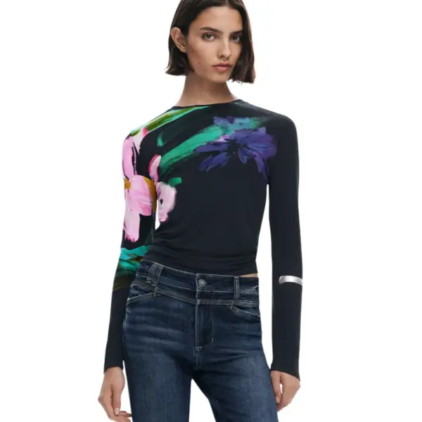 Desigual - Γυναικεία Μπλούζα Lena Regular Fit 25WWTK32-2000 Μαύρο