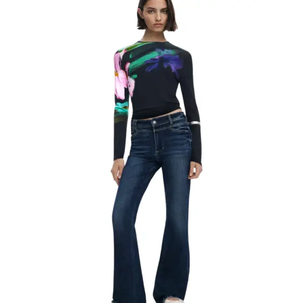 Desigual - Γυναικεία Μπλούζα Lena Regular Fit 25WWTK32-2000 Μαύρο 25WWTK32-2000