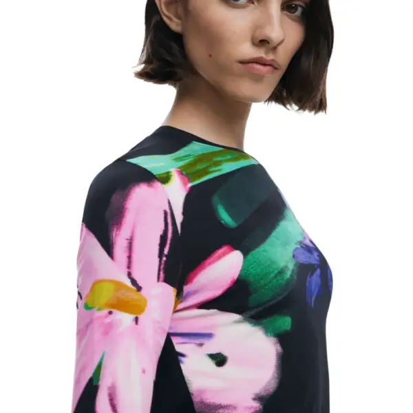 Desigual - Γυναικεία Μπλούζα Lena Regular Fit 25WWTK32-2000 Μαύρο 25WWTK32-2000