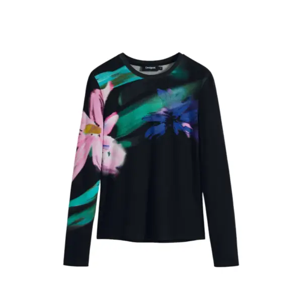 Desigual - Γυναικεία Μπλούζα Lena Regular Fit 25WWTK32-2000 Μαύρο 25WWTK32-2000